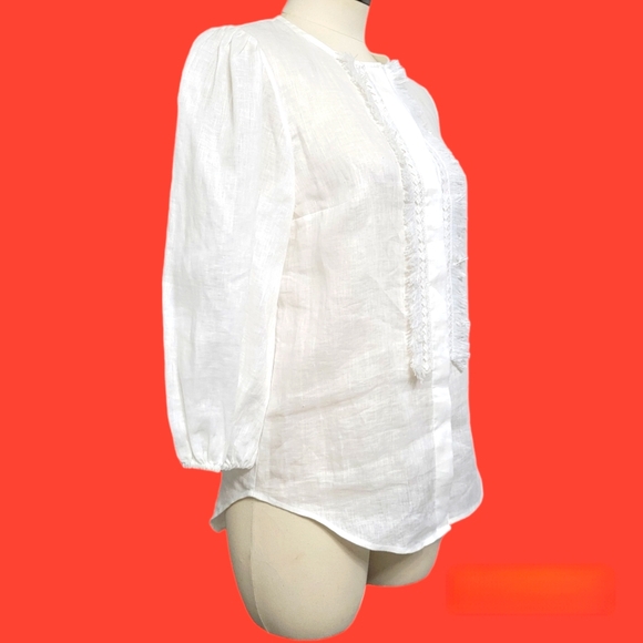 Christy Lynn Embroidered Button Down Linen Blouse Size XS - Picture 2 of 8